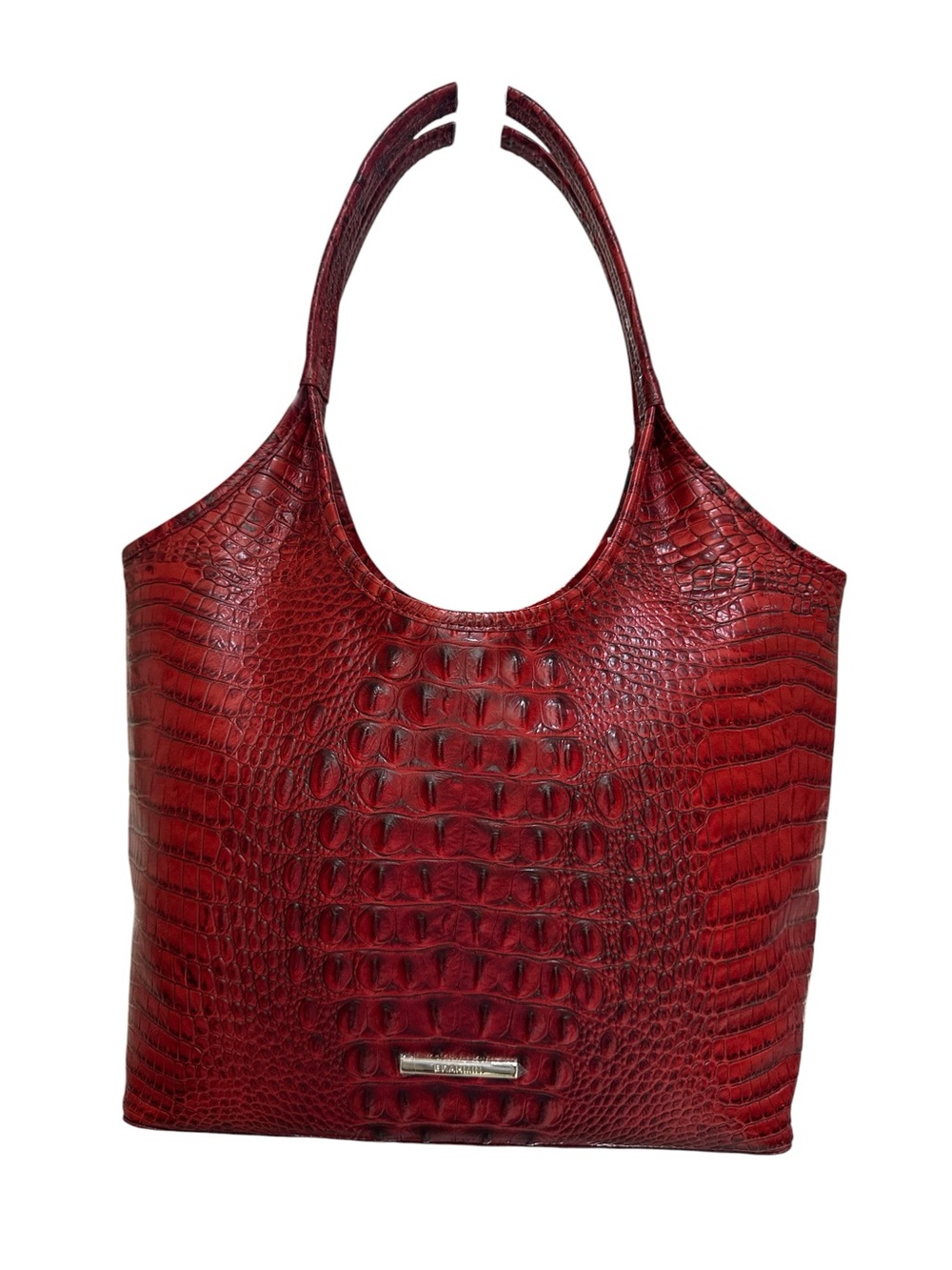 Brahmin Melora Alden Road collection in Red Croc-Embossed Tote Bag